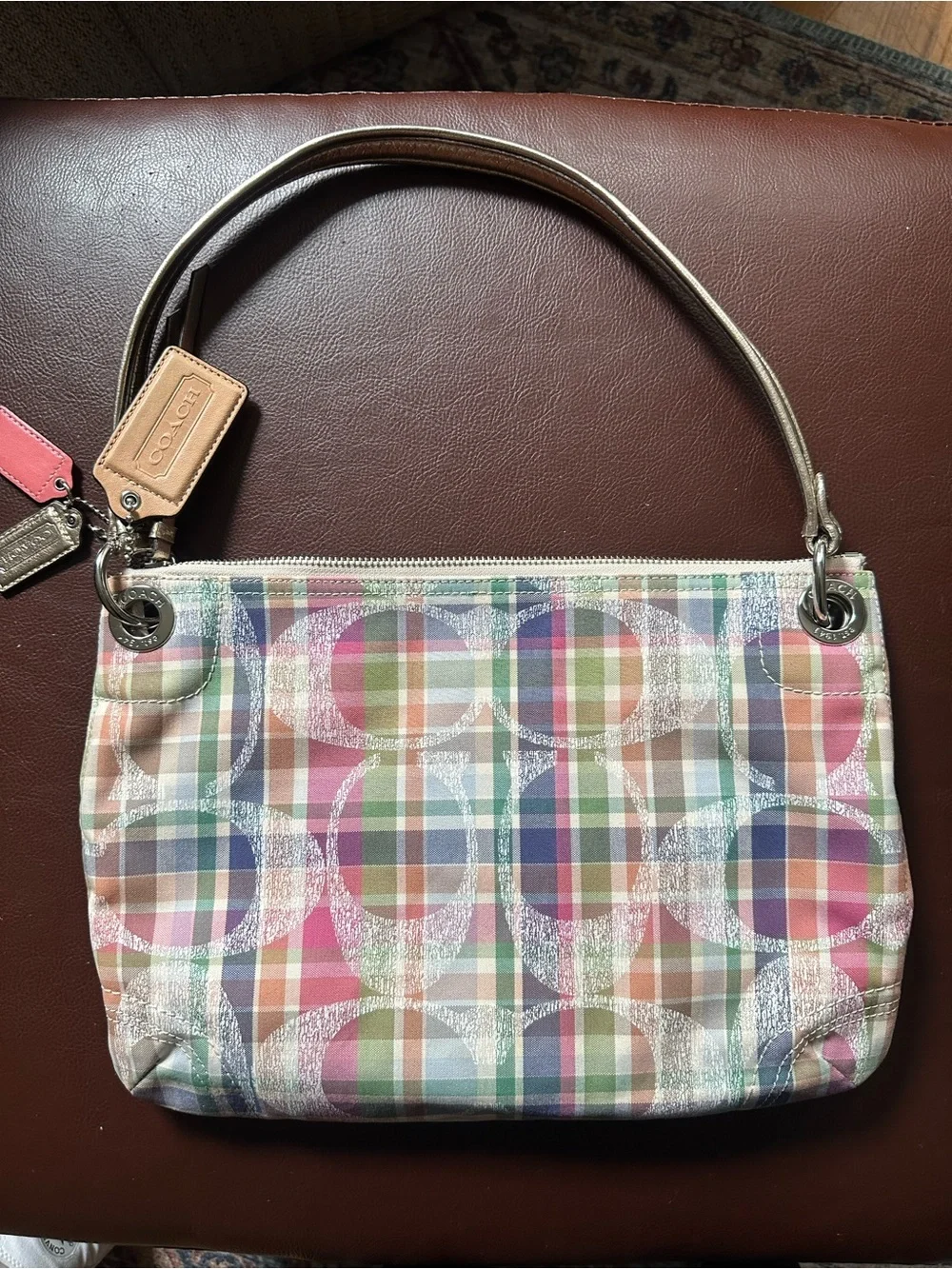***RARE*** Coach Poppy Daisy Madras Plaid Hobo shoulder Bag in good condition